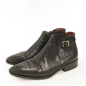 The Kooples Classic Black Chelsea Pointed Toe Leather Ankle Boots